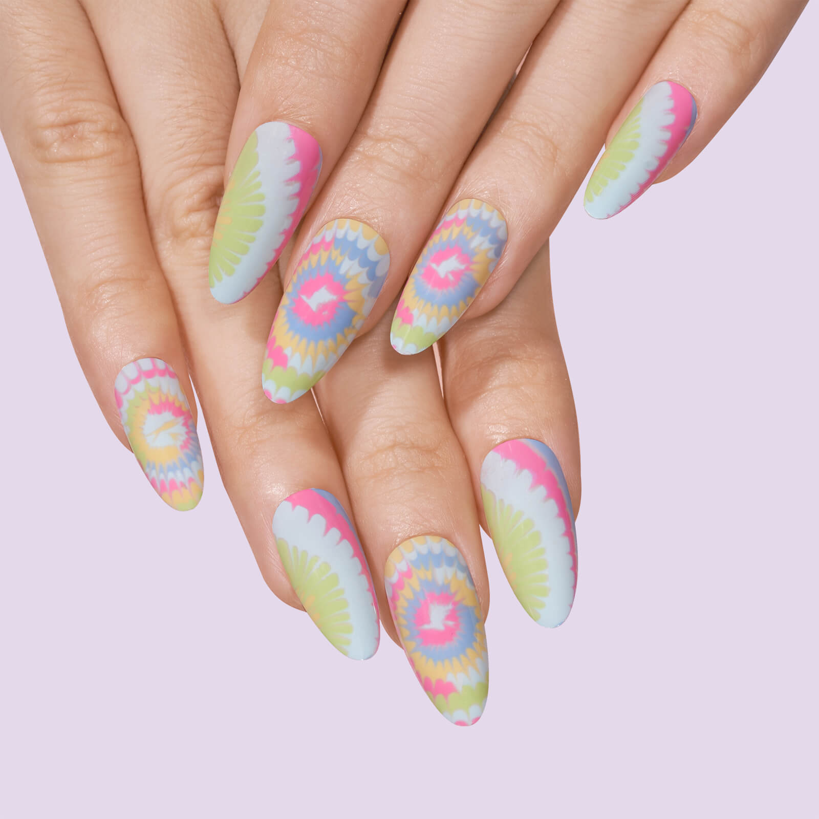 Rainbow popular Marble Press-On Nails