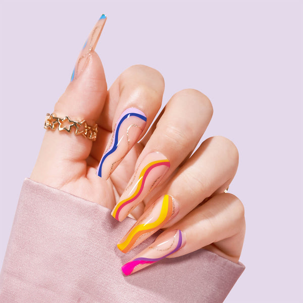 Verdaderas uñas de ataúd arco iris - Presione sobre las uñas
