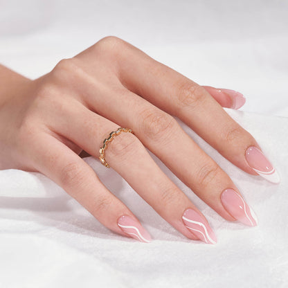 White Swirl Almond Nails - XCOATPRESS