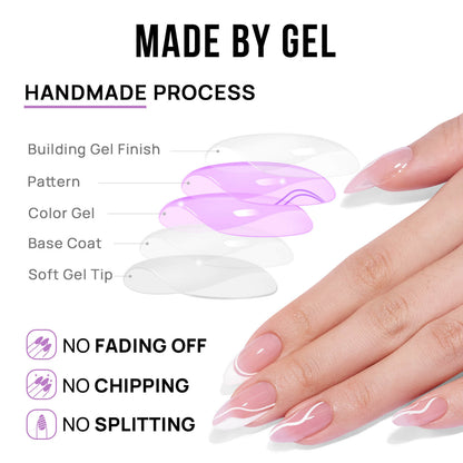 White Swirl Almond Nails - XCOATPRESS