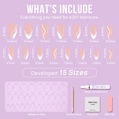 White Swirl Almond Nails - XCOATPRESS